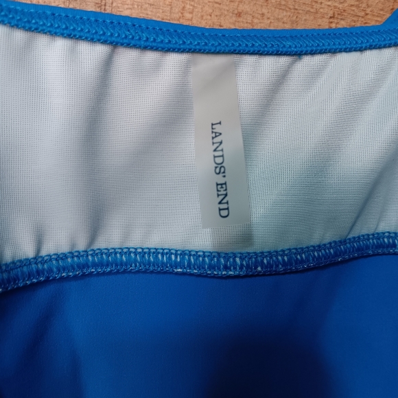 Lands' End Swimsuit Bathing Suit Blue Tankini Two Piece Size 8 Built In Bra Wire - Picture 5 of 11